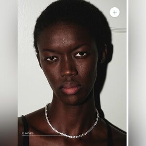 Dorsey, Kate round cut, lab grown white sapphire gold rivière necklace